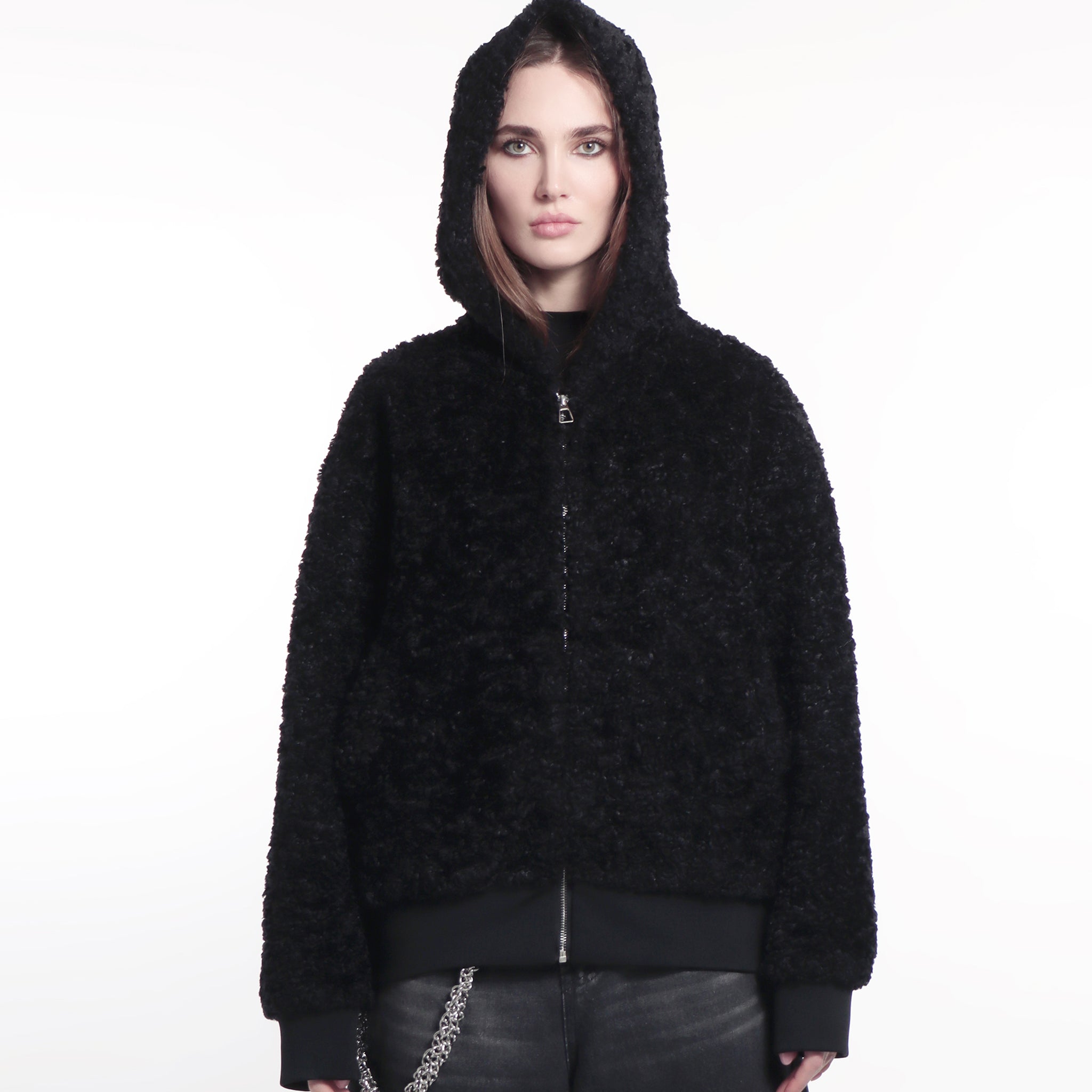 Deryn Fur Leather Hoodie